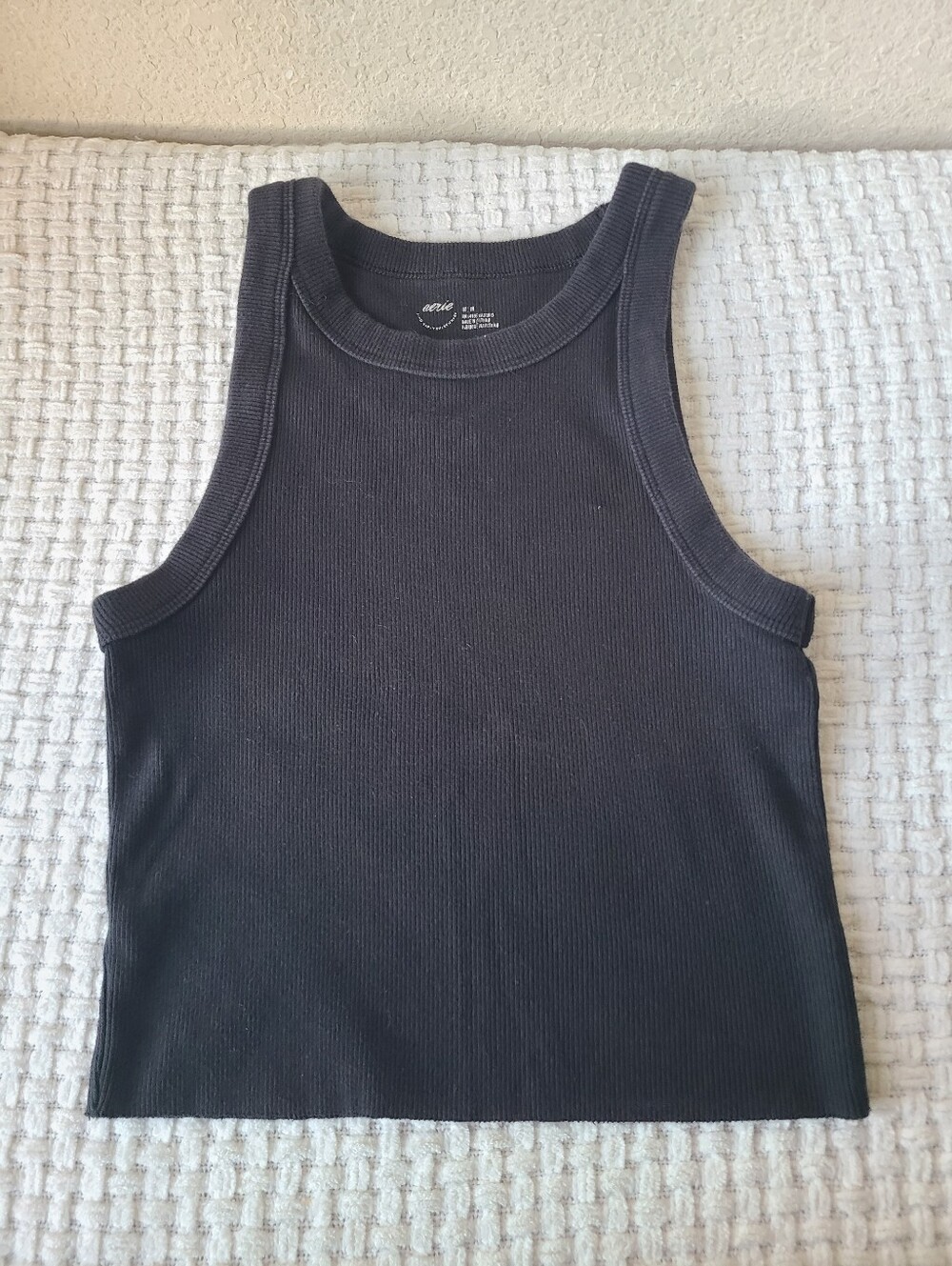 Aerie Black Ribbed Tank Top Women's Size M